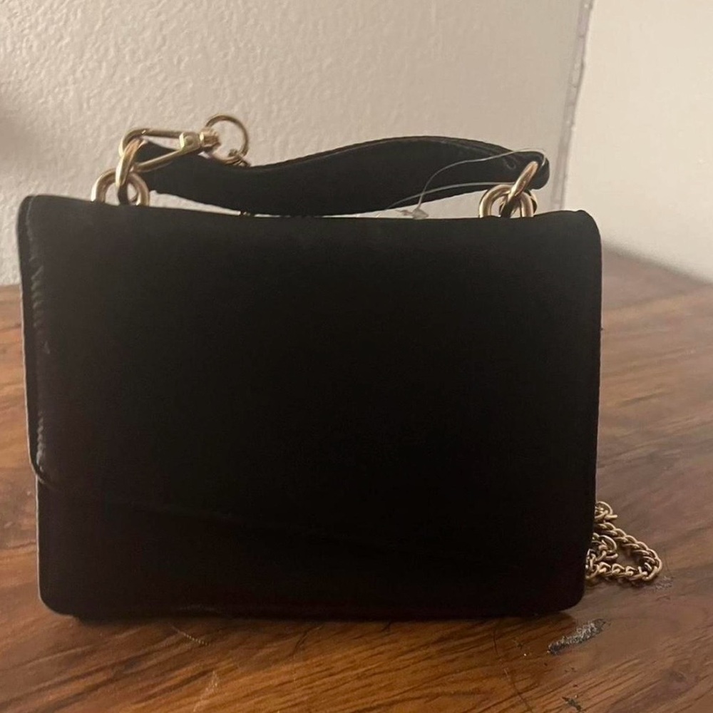 Fashion Nova Black Mini Bag with Gold Accents